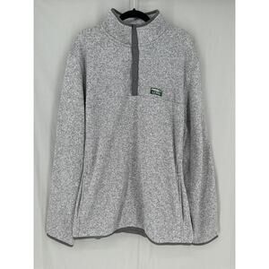 LL Bean Jacket Men XXLT Gray Fleece Pullover Heather Snap Pocket Sweater Outdoor